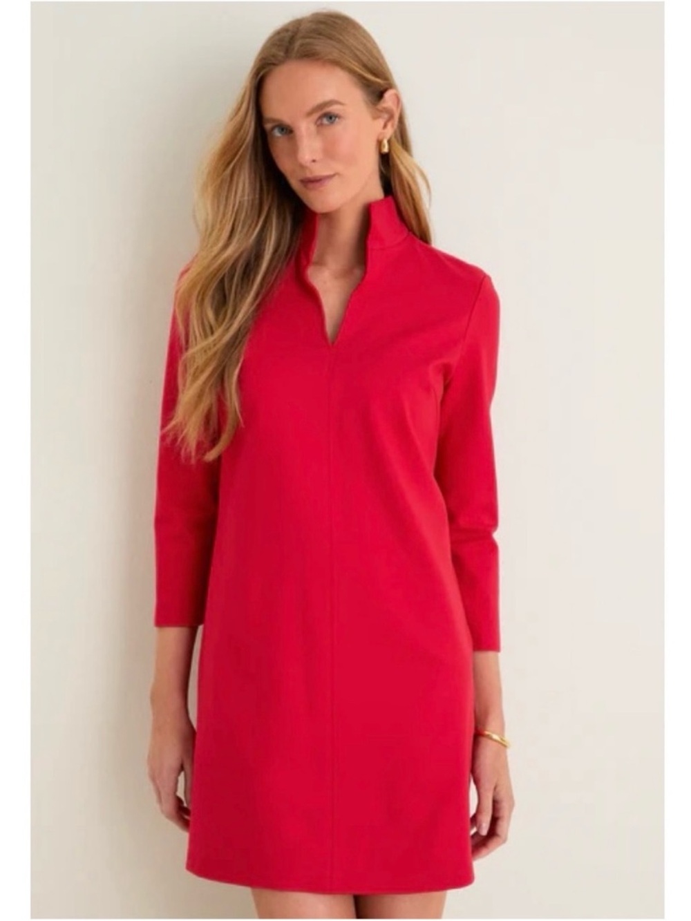 Tuckernuck Red Ponte Clifton Split-Neck Mini Dress Pockets Size Small